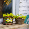 Solar Statue Decoration Resin Frog Tree Trunk Flower Pot Cartoon Lamp