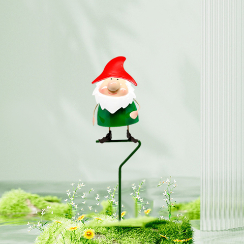 Wholesale Amazon Durable Cute Metal Garden Gnomes Bird Decorative Plant Stake for Flower Pot