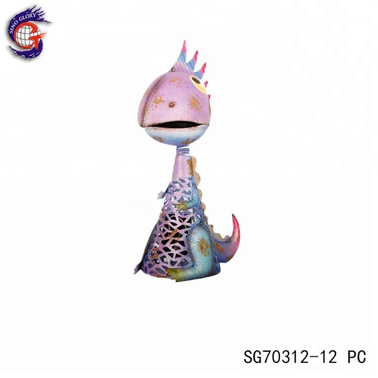 Unique Small Metal Dinosaur Craft Statue Solar Light