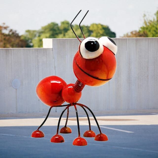 New Design Garden Ornaments Decor Art Metal Red Ant Lawn And Yard Decorations