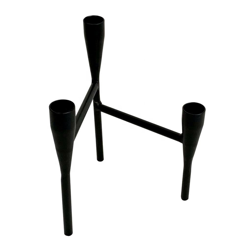Simple Modern Metal Black Collapsible Taper Candle Holders For Wedding Bar Party Living Room Decor