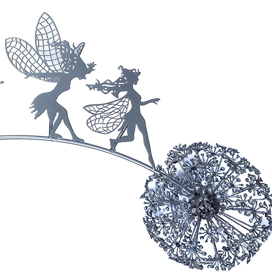 Cross Border Outdoor Dance Together Metal Fairy Dandelion Garden Accessories Sculpture Yard Art 