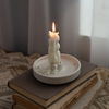 European Elegant Round Circle Striped Embossed Other Candle Holder Luxury Ceramic Taper Candlestick Holders For Wedding