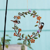 European Outdoor Chickadees Metal Wreath Art Wall Decoration For Holiday Living Room Bedroom Garden Yard