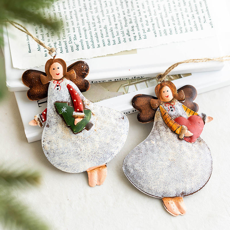 2022 Cross Border Hot Sale American Style Metal Angels Pendant Christmas Tree Ornaments For Holiday Gift Decoration