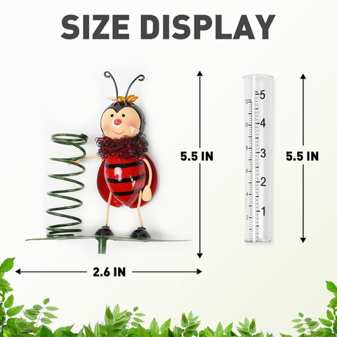 Ladybug Outdoor Metal Garden Decor Unique Decorative Rain Gauges Stake