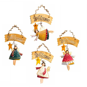 Angel Christmas Pendant Retro Metal Welcome Dance Signs for Shop Home Decor