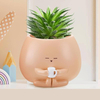 Cute Face Flower Pot Holding Cup Resin Head Planter with Hole for Indoor Outdoor Plants