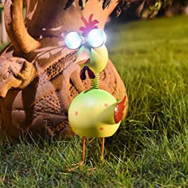 Outdoor Waterproof Led Metal Patio Art Solar Farm Animal Chick Lights For Lawn Backyard Pathway Decor