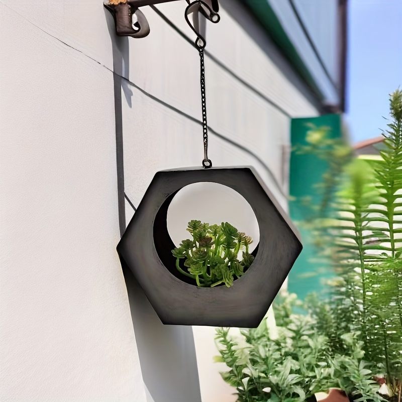 Metal Round Hanging Flower Pots for Balcony Outdoor Decorations