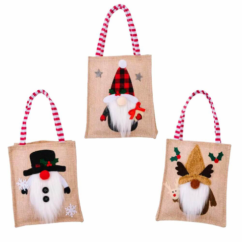 Festive Holiday Periphery Products Linen Handbag for Christmas Theme Packing Bag Custom