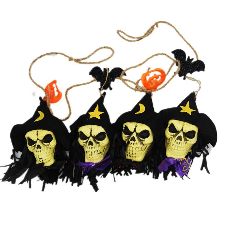 Skull Garland Ghost Bat Witch Pumpkin String Banner Flag Bar Decoration Store Atmosphere Pendant