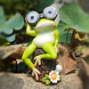 Morden Frogs Figurines with Telescope Lights Waterproof Resin Garden Ornaments