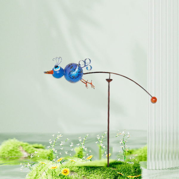 Colorful Metal Bird Garden Balance Stake