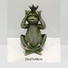 Outdoor Crown No Listening No Watching No Talking Magnesium Oxide Garden Frog Statues For Lawn Garden Ornament