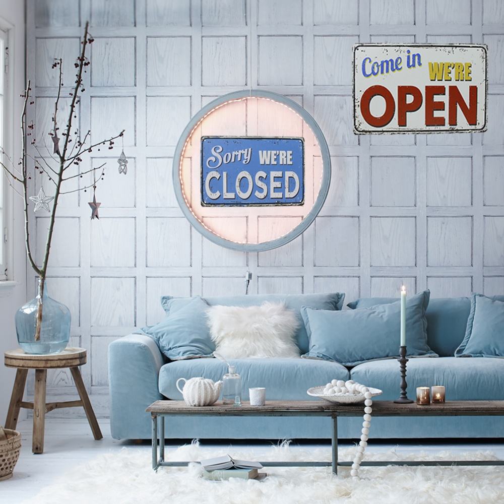 Vintage Metal Shop Open Closed Sign Wall Art Decor For Outdoor Bar Cafe Home Decorations