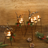 3 Pack Standing Iron Metal Reindeer Tea Light Christmas Candle Holders For Holiday Wedding Tabletop Centerpiece Display