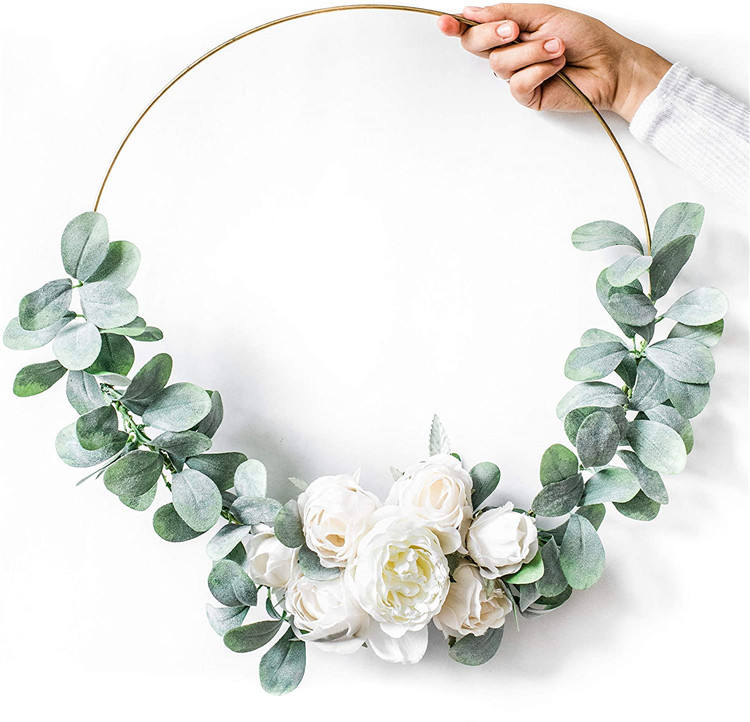 Farmhouse Decor Wall Decor Artificial Flower Hoop Wreath