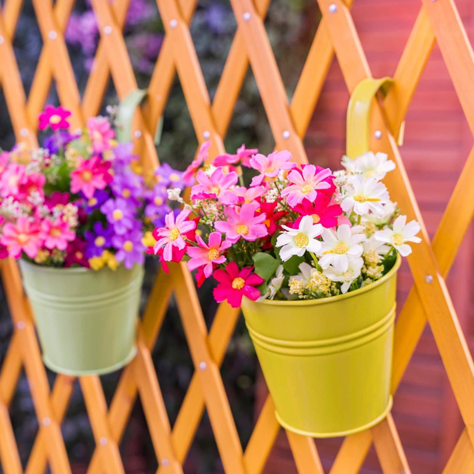 Indoor And Outdoor Large Multicolor Flower Pots Balcony Garden Railing Planter Iron Hanging Planters