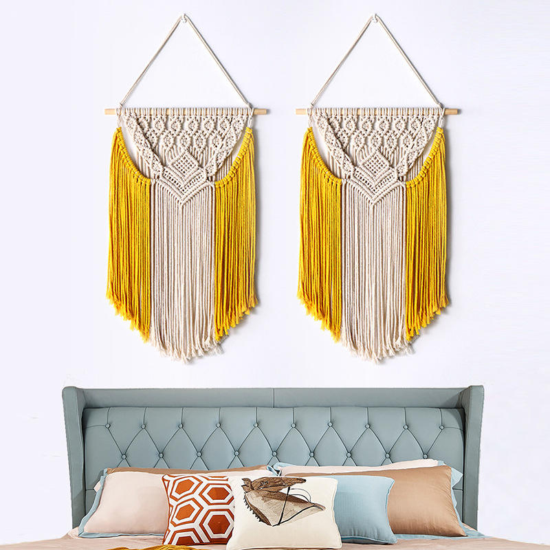 Minimalist New Design Handmade Woven Bohemian Style Macrame Wall Hanging For Bedroom Living Room Apartment Dorm