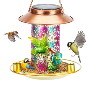 Novelty Waterproof Solar Bird Metal Hummingbird Feeders For Garden Decor Light Bird Lovers Gift