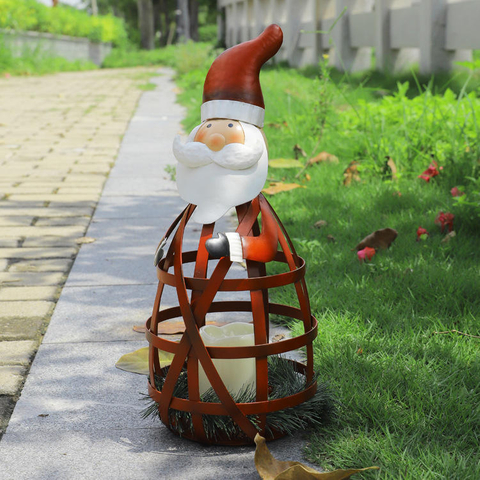 Creative Hollow Out Iron Art Santa Claus Snowman Electronic Candle Lights For Christmas Home Decor Ornament