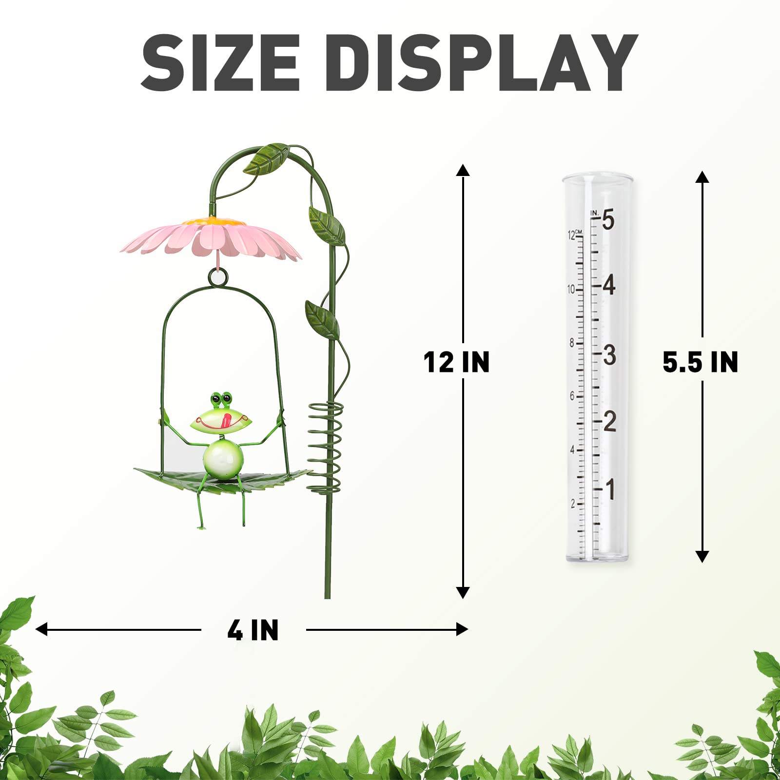 Outdoor Metal Swing The Frog Figurine Rain Gauge Stake With Plastic Tube For Yard Garden Stakes Decor