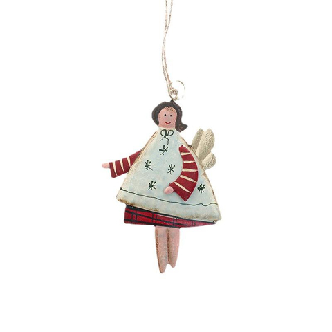 2022 New Creative Metal Hand Painted Vintage Christmas Dancing Flying Angel Girl Christmas Tree Ornaments