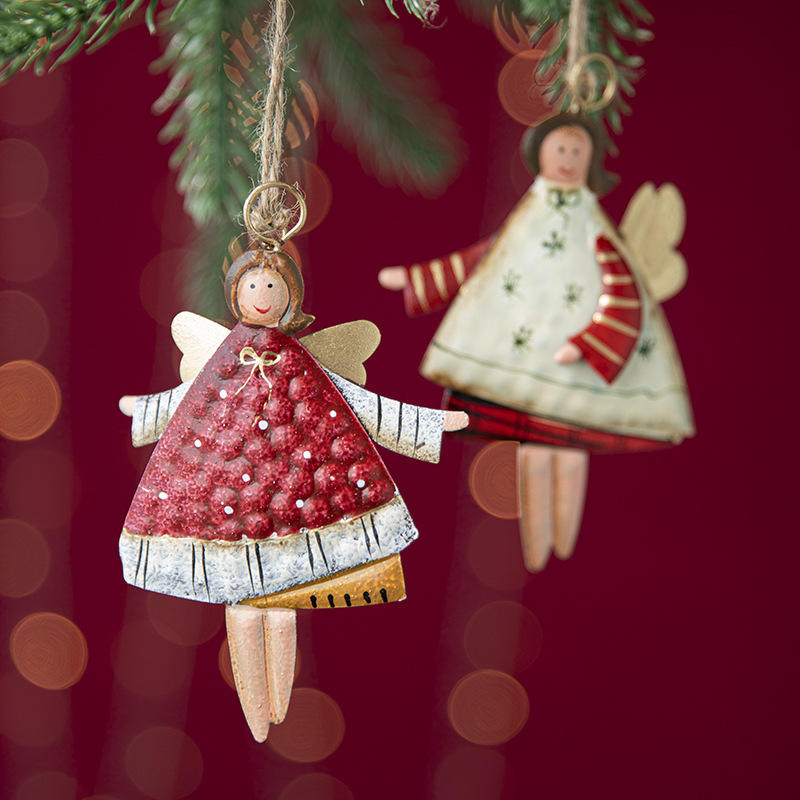 2022 New Creative Metal Hand Painted Vintage Christmas Dancing Flying Angel Girl Christmas Tree Ornaments