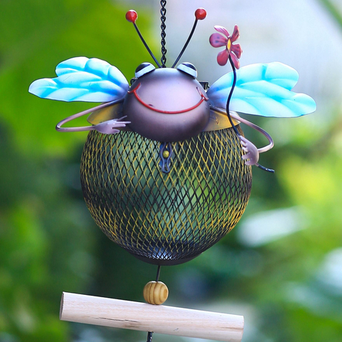 Outdoor Hanging Cute Metal Animal Shaped Mesh Feeder For Garden Yard Bird Lovers Decoration