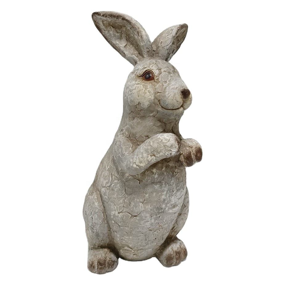 Outdoor Cute Realistic Magnesium Oxide Rabbit Statues For Small Yard Garden Animal Lawn Ornaments