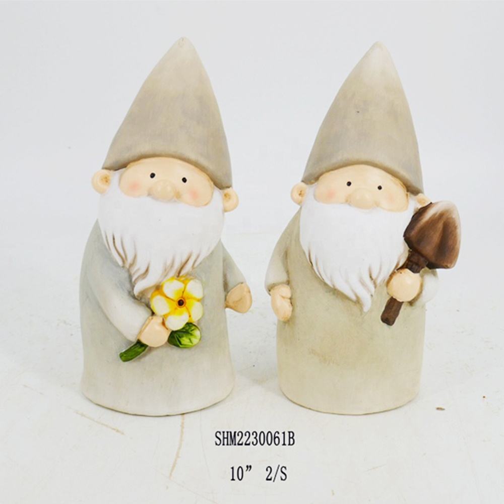 Cute Creative Wholesale Simplicity Hardworking Ceramic Gnome Figurine For Home Garden Tabletop Ornament