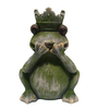 Outdoor Crown No Listening No Watching No Talking Magnesium Oxide Garden Frog Statues For Lawn Garden Ornament