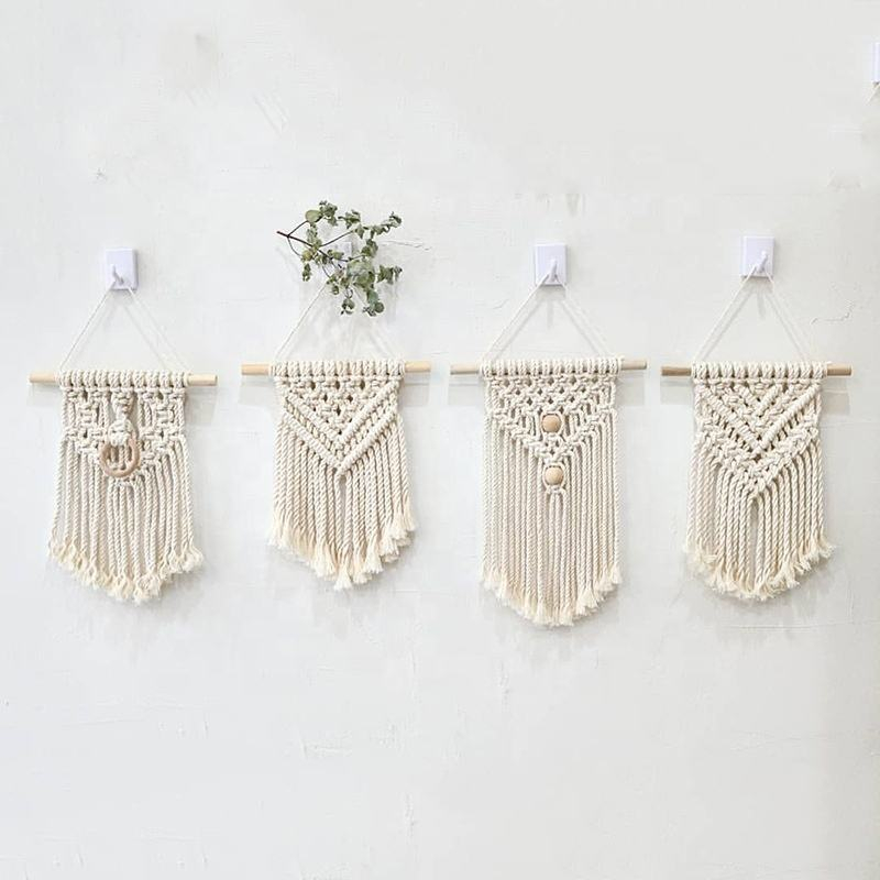 New Custom Bohemian Handmade Woven Mini Macrame Wall Hanging For Living Room Minimalist Bedroom Decoration