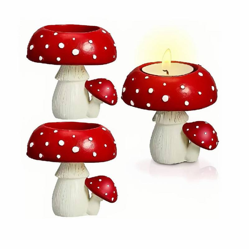 Nordic Resin Mushroom Candle Holder for Table Centerpiece Decor