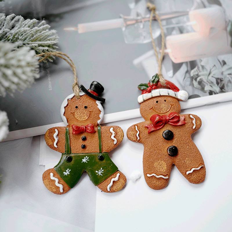 Resin Gingerbread Man Small Pendant Christmas Tree Decoration Festival Novelty Decorations