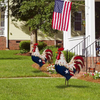 Metal Patriotic Rooster Statue for Independence Day Rustic Yard Signs Decor