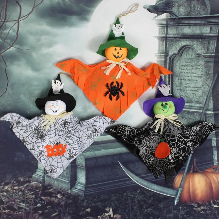 Halloween Party Hanging Ghost Decoration Pumpkin Ghost Straw Windsock Pendant