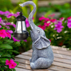 Resin Animal Sculpture Light Elephant Solar Lamp for Outside Yard Garden