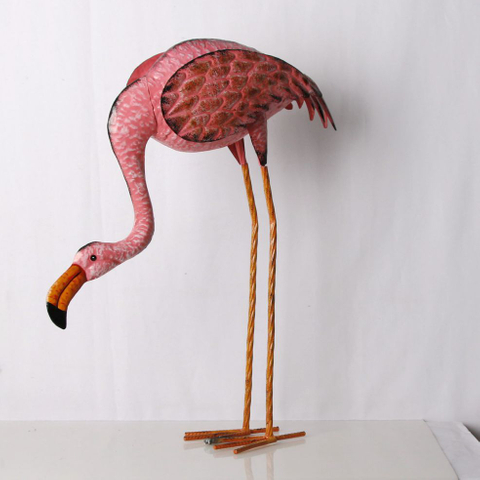 Durable Outdoor Sculptures Home Decor Tall Metal Pink Flamingos Decoration Garden Statues