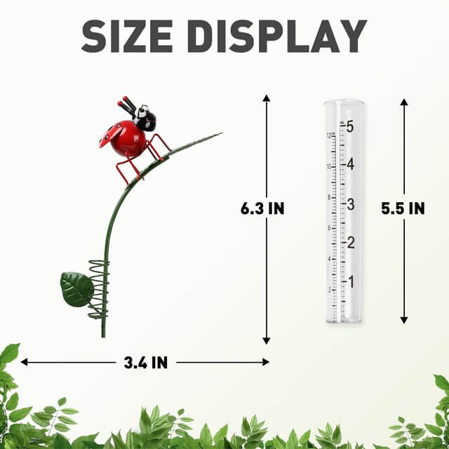 Custom Outdoor Waterproof Metal Ladybug Rain Gauge Yard Decor Stakes