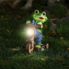 Cheerful Solar-Powered Illumination Frog Outdoor Indoor Figurine Waterproof Resin Animal Statues