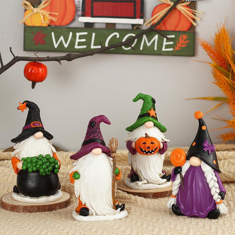 Halloween Pumpkin Gnome Resin Figurine for Lawn Porch Garden Festival Gift and Home Decoration