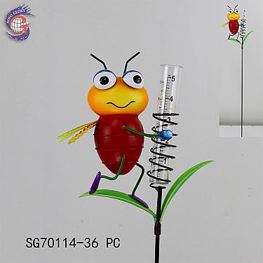 Customized Creative Crafts Metal Insect Shape Rain Gauge For Garden Lawn Yard Patio Decoration