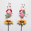 Handmade Metal Ladybug Insect Standing Sunflower Garden Stakes for Home Garden Decor