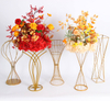 Customized wedding wrought iron flower basket wall art black and gold metal vase