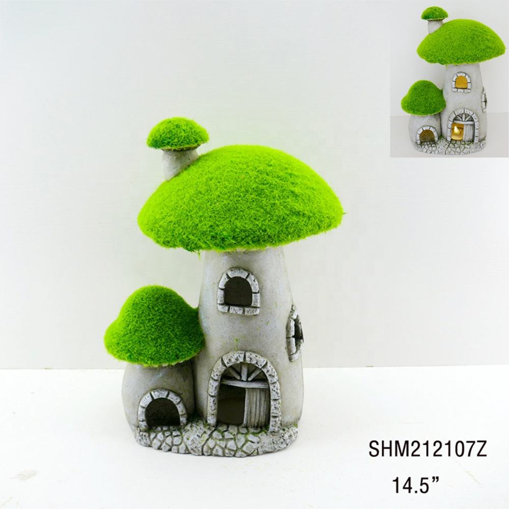 Delicate Creative Large Resin Mushroom House Statue For Fairy Garden Accessories Decor Lawn Ornament
