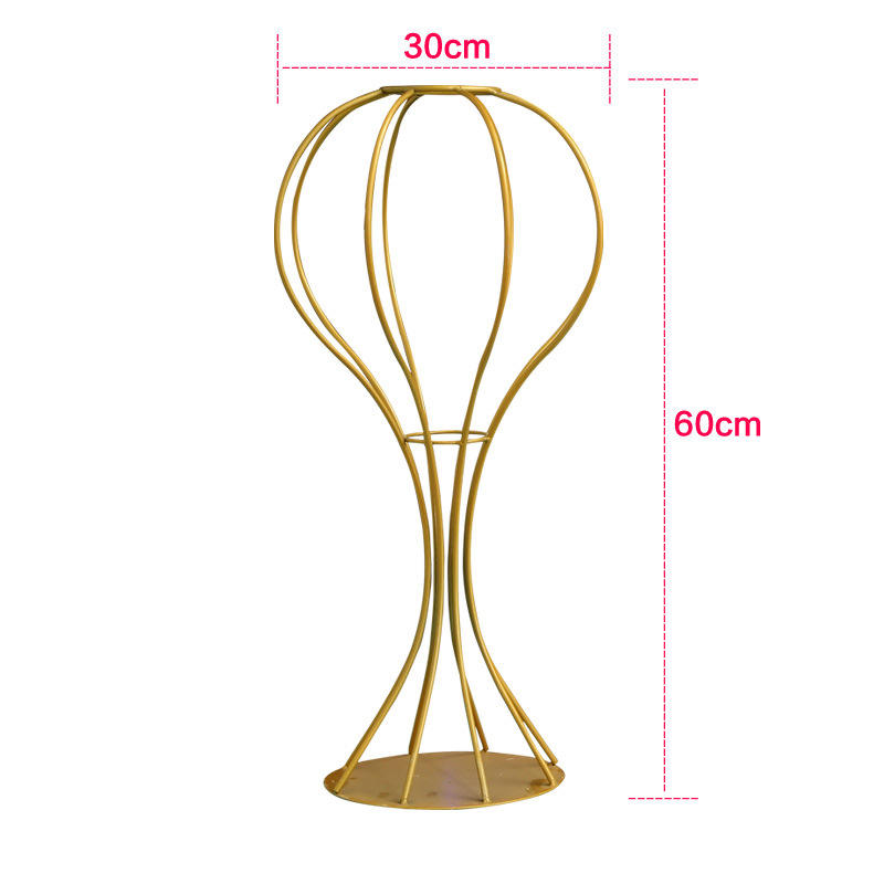 Wholesale Wrought Iron Geometric Hollow Ornaments Golden Waist Flower Arrangement Wedding Table Tall White Punched Metal Vase
