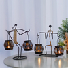 Nordic Art Metal Candlestick Abstract Character Sculpture Decor Handmade Figurines Home Decoration Candle Holder