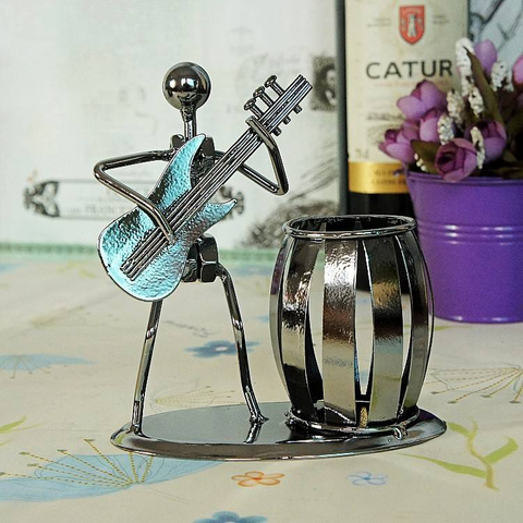 2022 Creative Music Theme Metal Pencil Holder Decorative Office Supply Pen Organizer Desktop Decoration Stand Container